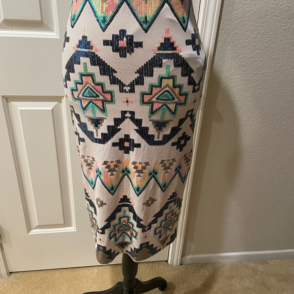 Beautiful Sequined Aztec print midi skirt